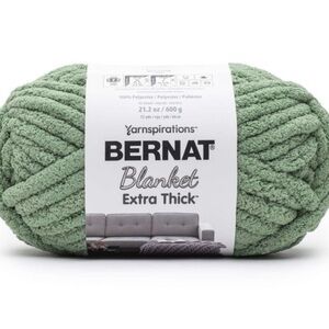 1 1/2 Skein Bernat Blanket Extra Thick 72yds Jumbo Polyester Yarn Green Forest